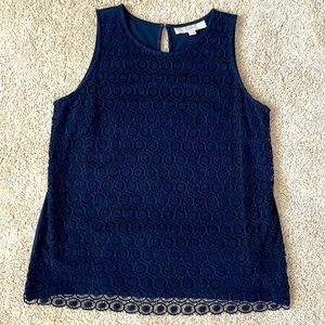 Sleeveless LOFT navy lace top